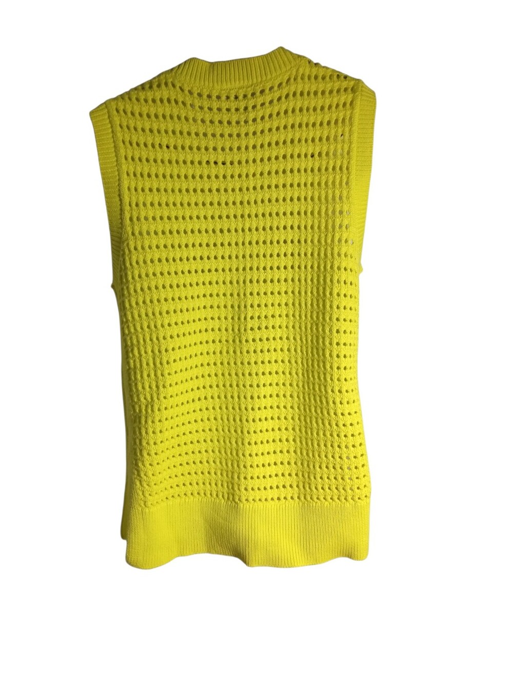 Varley Lime Crochet Side Slit Sleeveless Knit Vest Tank Top Open Stitch Sz S - Picture 8 of 8